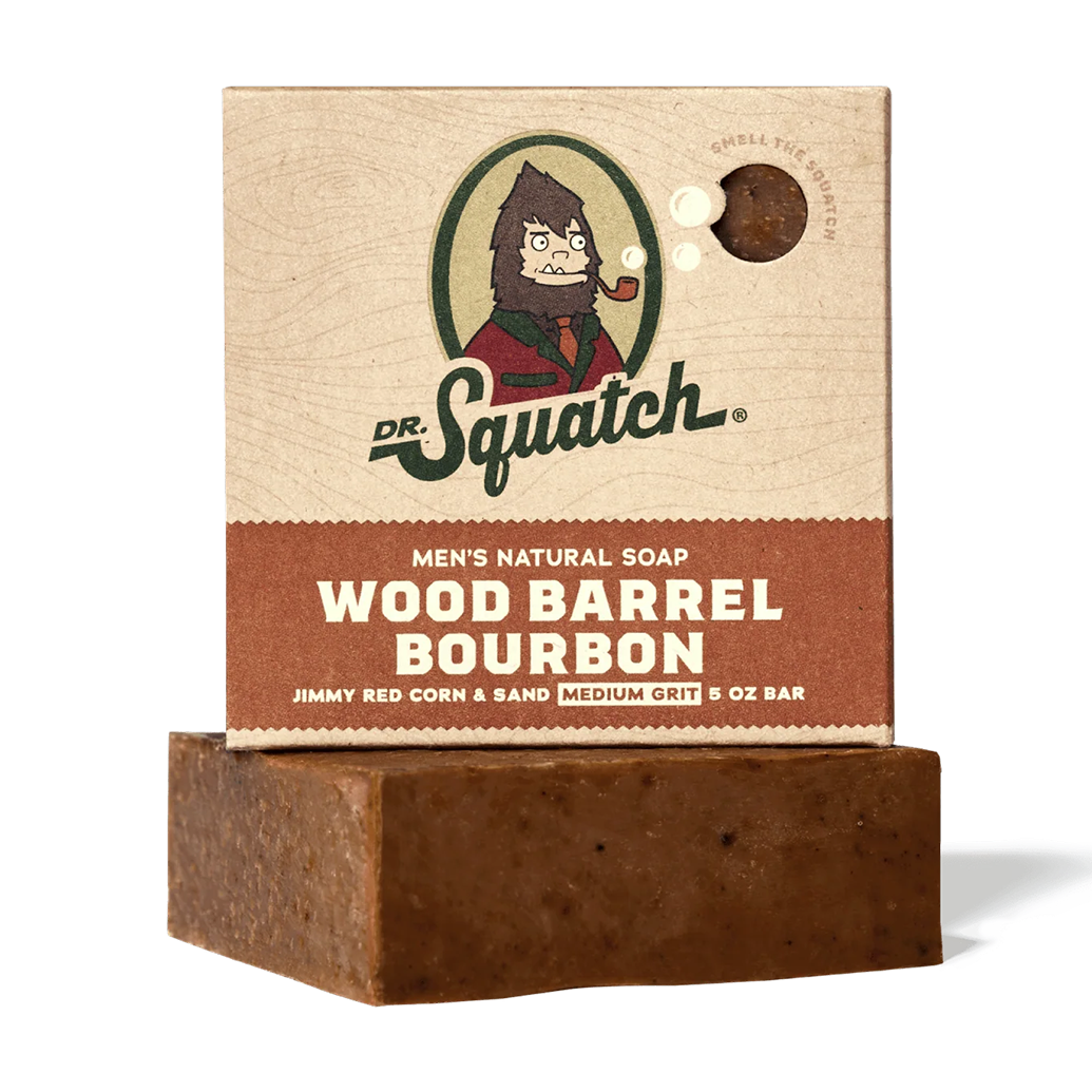 Dr. Squatch Men's Soap – Wood Barrel Bourbon Scent, 5oz