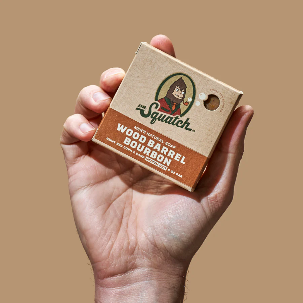 Dr. Squatch Men's Soap – Wood Barrel Bourbon Scent, 5oz